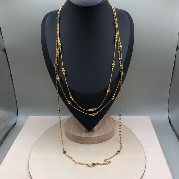 Curated bundle elegant statement gold tone chain necklaces Lorren Bell and Avon - Picture 3 of 5